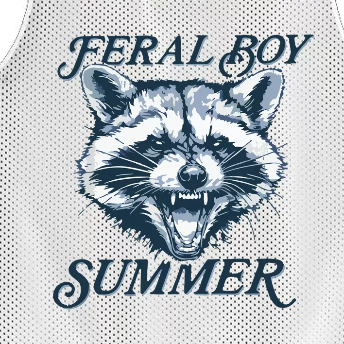 Feral Boy Summer Funny Raccoon Meme Trash Panda Raccoon Mesh Reversible Basketball Jersey Tank