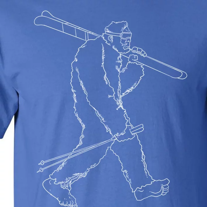 Funny Bigfoot Skiing Silhouette For Winter Ski Season Meaningful Gift Tall T-Shirt