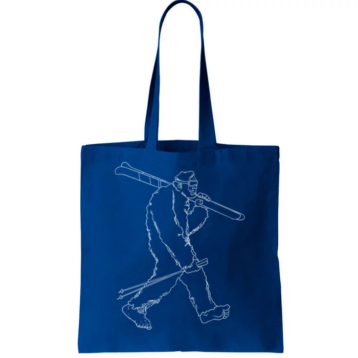 Funny Bigfoot Skiing Silhouette For Winter Ski Season Meaningful Gift Tote Bag