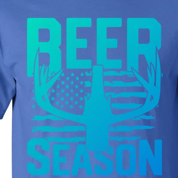 Funny Beer Season Deer Antlers American Flag Hunting Gift Tall T-Shirt