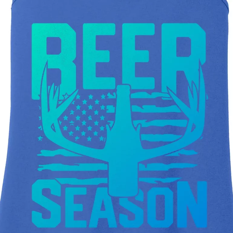 Funny Beer Season Deer Antlers American Flag Hunting Gift Ladies Essential Tank