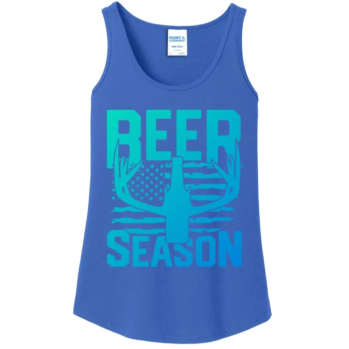 Funny Beer Season Deer Antlers American Flag Hunting Gift Ladies Essential Tank