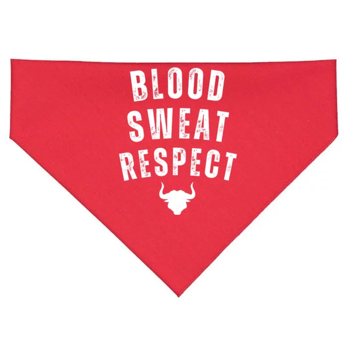 Funny BLOOD SWEAT RESPECT FIRST TWO YOU GIVE LAST ONE YOU EARN USA-Made Doggie Bandana