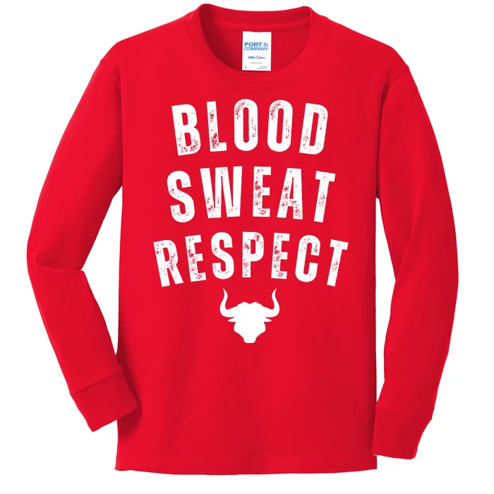 Funny BLOOD SWEAT RESPECT FIRST TWO YOU GIVE LAST ONE YOU EARN Kids Long Sleeve Shirt