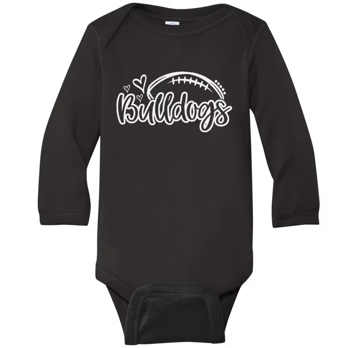 Football Bulldogs School Sports Fan Team Spirit Baby Long Sleeve Bodysuit