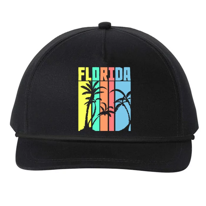 Florida Beach Summer Palm Trees Retro Florida Snapback Five-Panel Rope Hat