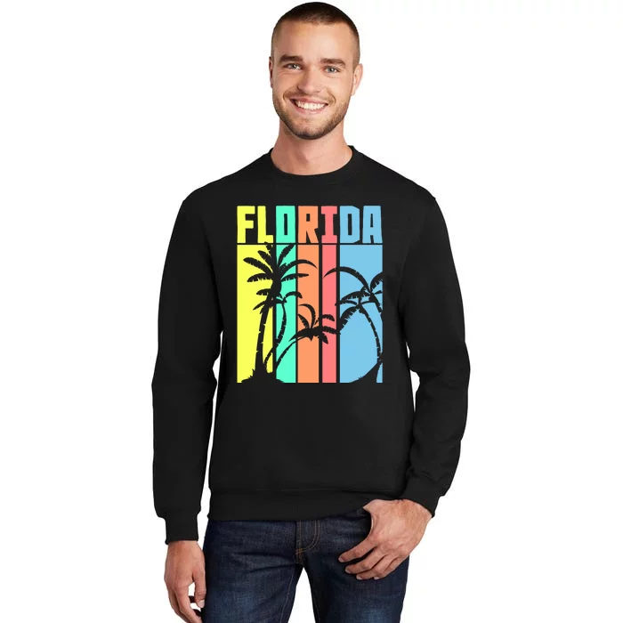 Florida Beach Summer Palm Trees Retro Florida Tall Sweatshirt