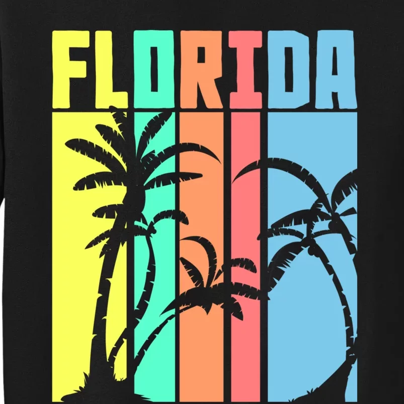 Florida Beach Summer Palm Trees Retro Florida Tall Sweatshirt