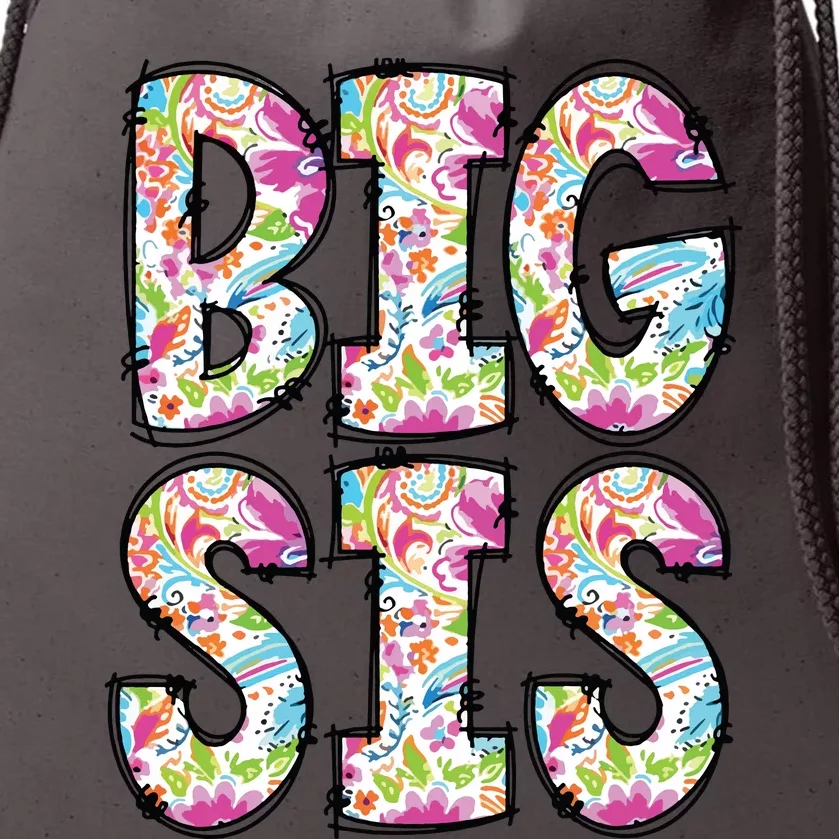 Floral Big Sister Gift Pregnancy Announcement Drawstring Bag