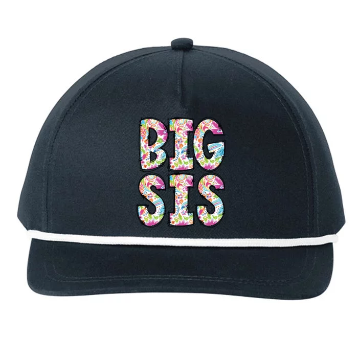 Floral Big Sister Gift Pregnancy Announcement Snapback Five-Panel Rope Hat