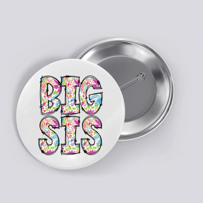 Floral Big Sister Gift Pregnancy Announcement Button