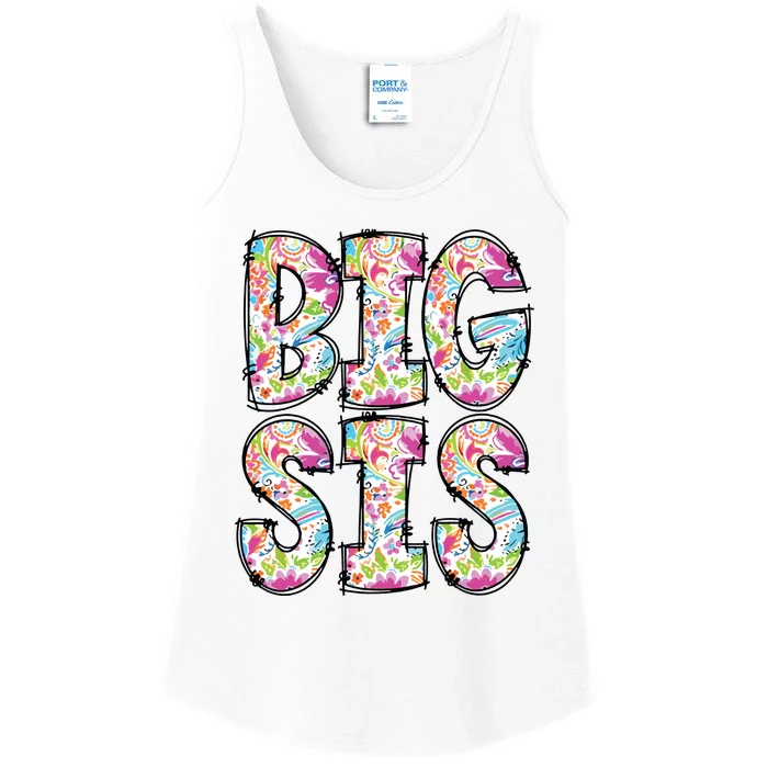 Floral Big Sister Gift Pregnancy Announcement Ladies Essential Tank