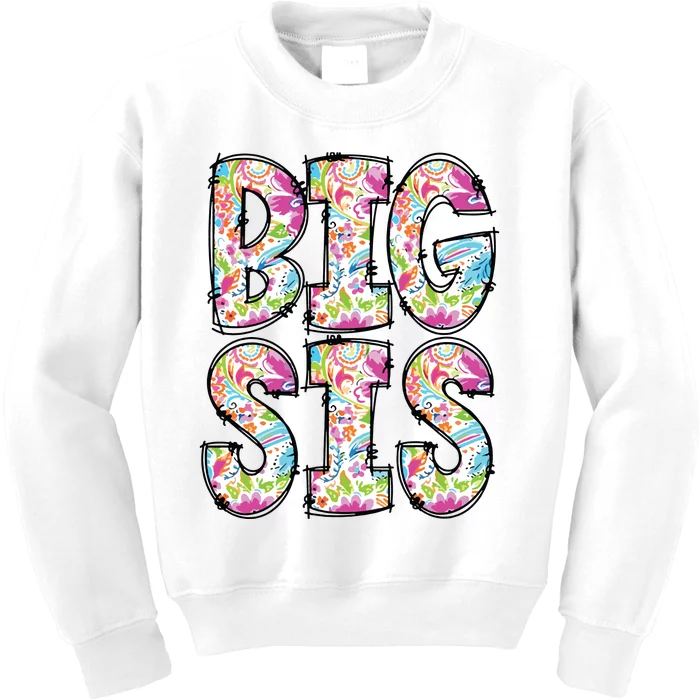 Floral Big Sister Gift Pregnancy Announcement Kids Sweatshirt