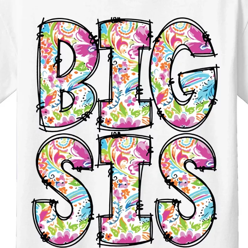 Floral Big Sister Gift Pregnancy Announcement Kids T-Shirt