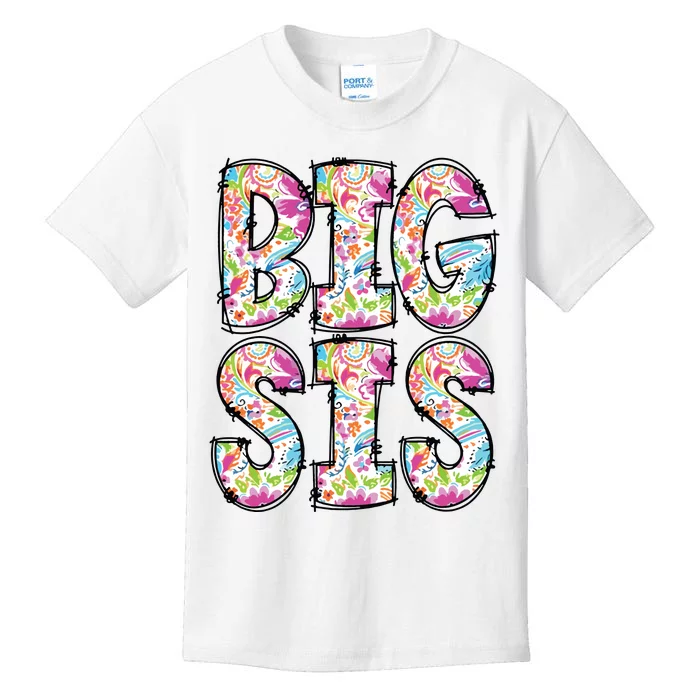 Floral Big Sister Gift Pregnancy Announcement Kids T-Shirt