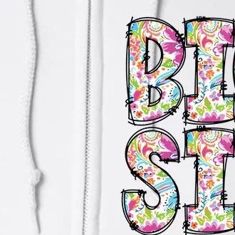 Floral Big Sister Gift Pregnancy Announcement Full Zip Hoodie