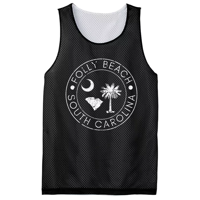 Folly Beach South Carolina Palmetto Map Flag Mesh Reversible Basketball Jersey Tank