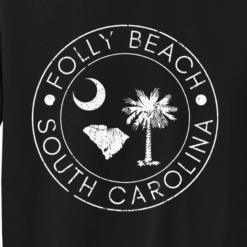 Folly Beach South Carolina Palmetto Map Flag Tall Sweatshirt