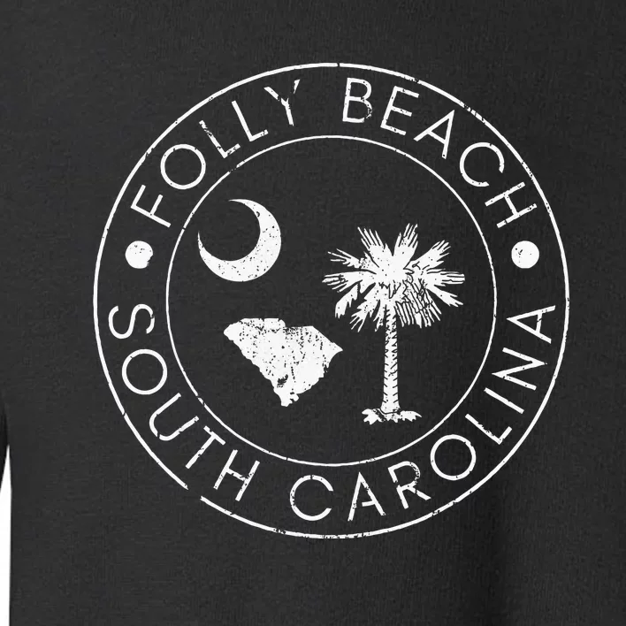 Folly Beach South Carolina Palmetto Map Flag Toddler Sweatshirt