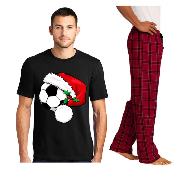 Football Ball Santa's Hat Christmas Xmas Soccer Fan Gift Funny Gift Pajama Set