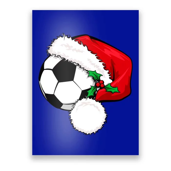 Football Ball Santa's Hat Christmas Xmas Soccer Fan Gift Funny Gift Poster