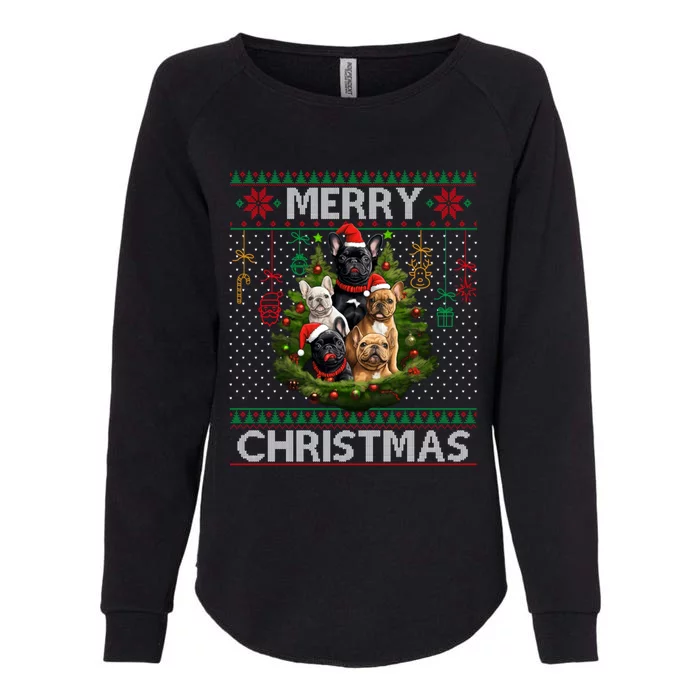 French Bulldog Santa Ugly Sweater Christmas Tree Dog Lover Gift Womens California Wash Sweatshirt