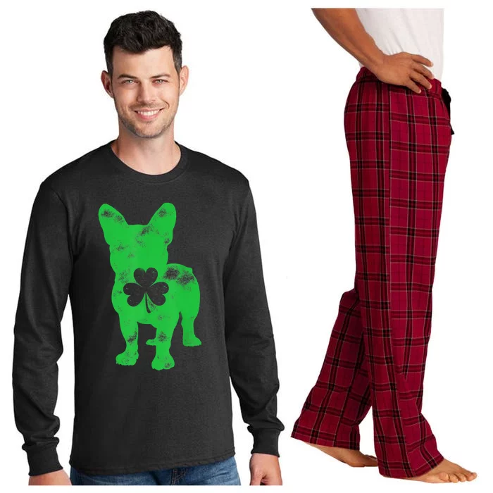 French Bulldog St Patricks Day Boys Girls Shamrock Dog Lover Long Sleeve Pajama Set