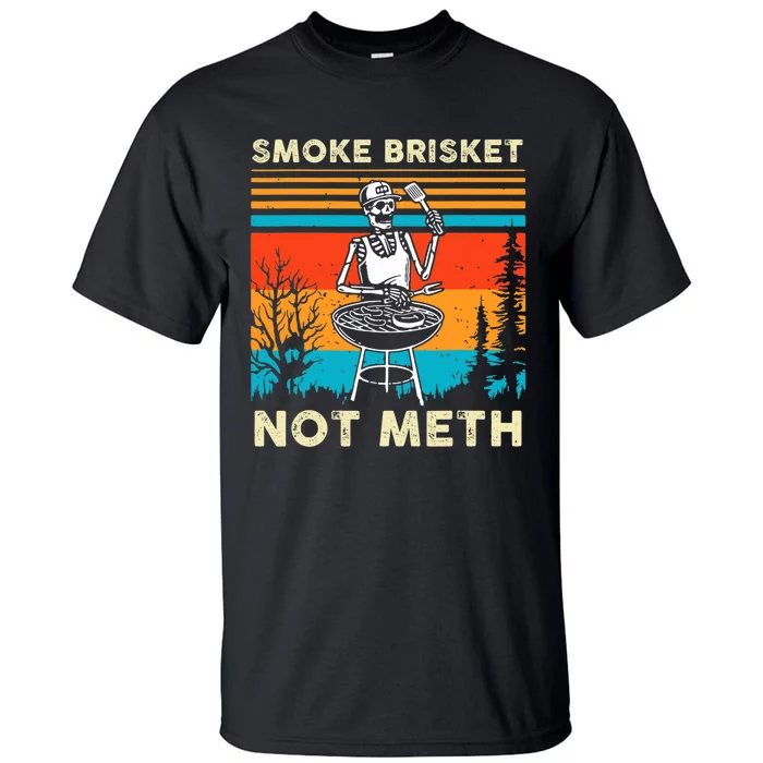 Funny BBQ Skeleton Smoke Brisket Not Meth Grilling Master Tall T-Shirt