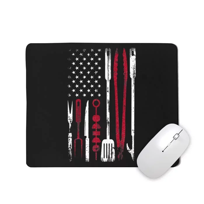 Funny Barbecue Smoke US Flag July 4th Of BBQ Tools Grilling Mousepad