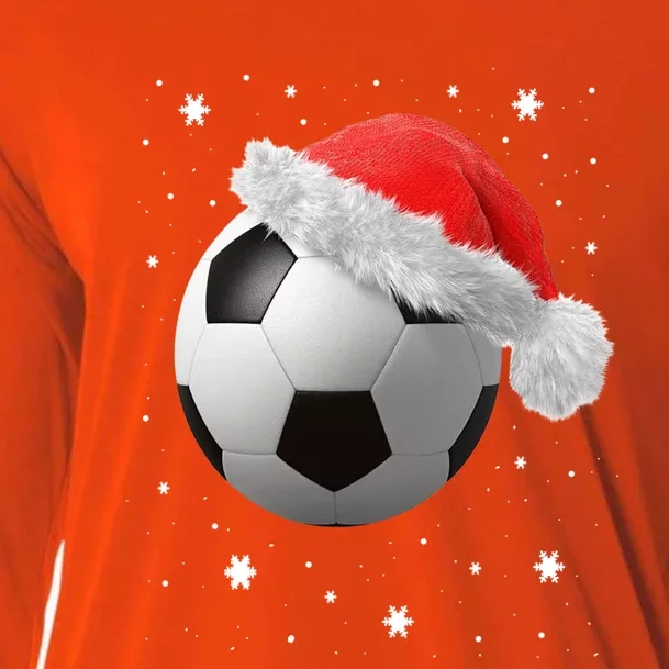 Football Ball Santa's Hat Christmas Xmas Soccer Fan Funny Gift Cooling Performance Long Sleeve Crew