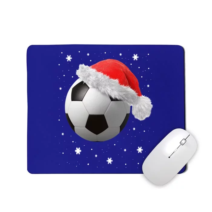 Football Ball Santa's Hat Christmas Xmas Soccer Fan Funny Gift Mousepad