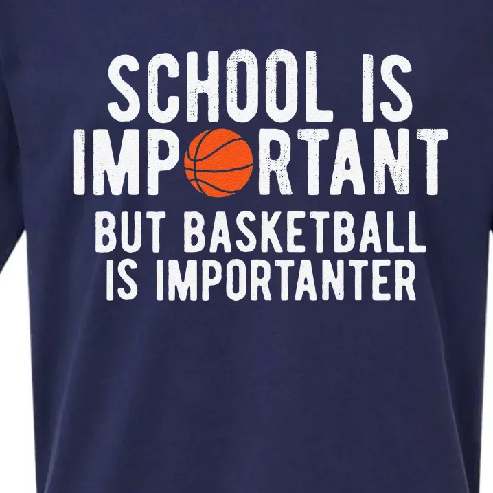 Funny Basketball School Is Important BBall Sueded Cloud Jersey T-Shirt