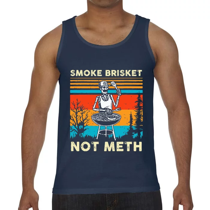 Funny BBQ Skeleton Smoke Brisket Not Meth Grilling Master Comfort Colors® Tank Top