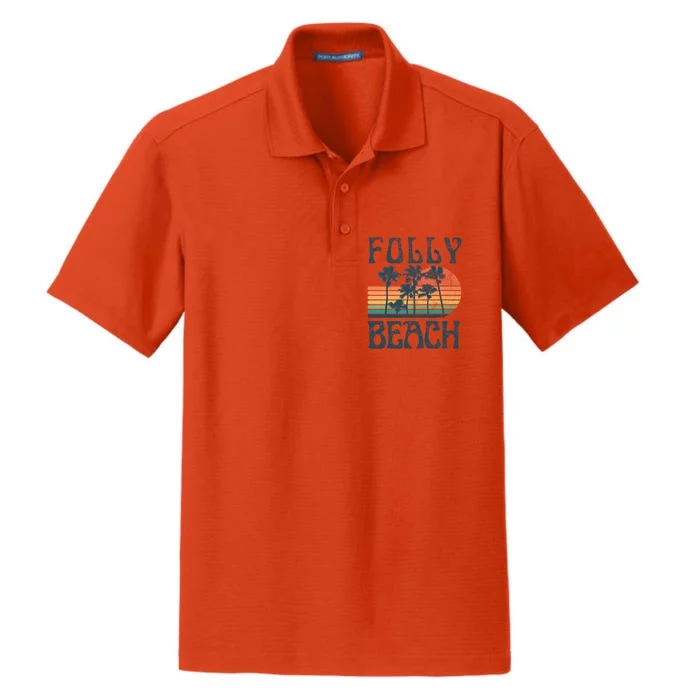 Folly Beach South Carolina Summer Vacation Vintage Cute Gift Dry Zone Grid Performance Polo