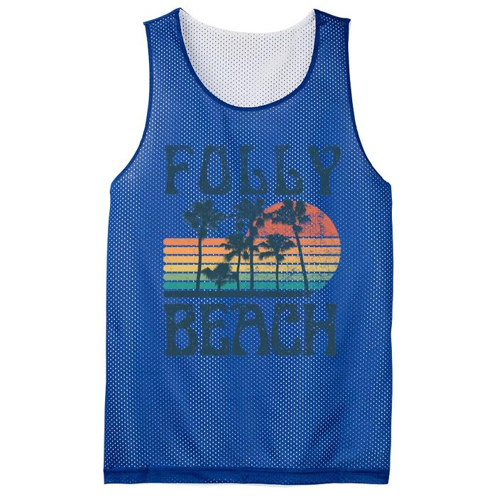 Folly Beach South Carolina Summer Vacation Vintage Cute Gift Mesh Reversible Basketball Jersey Tank