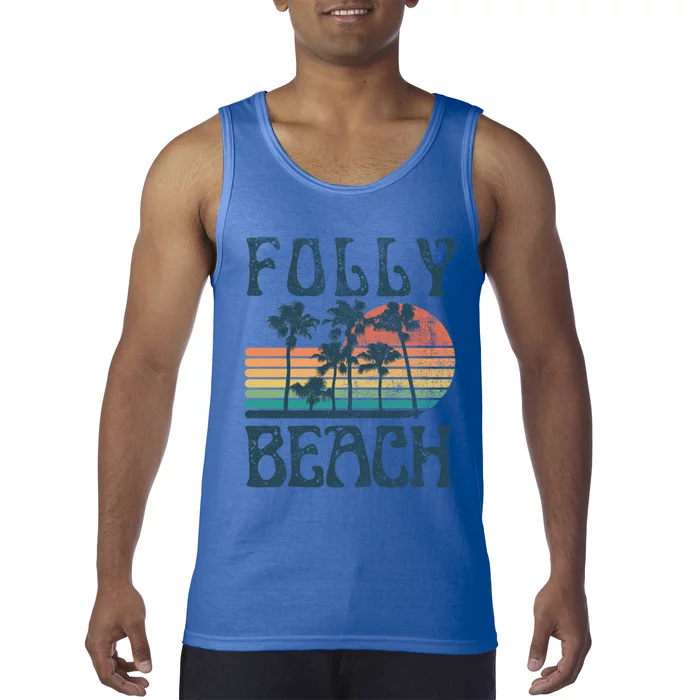 Folly Beach South Carolina Summer Vacation Vintage Cute Gift Tank Top