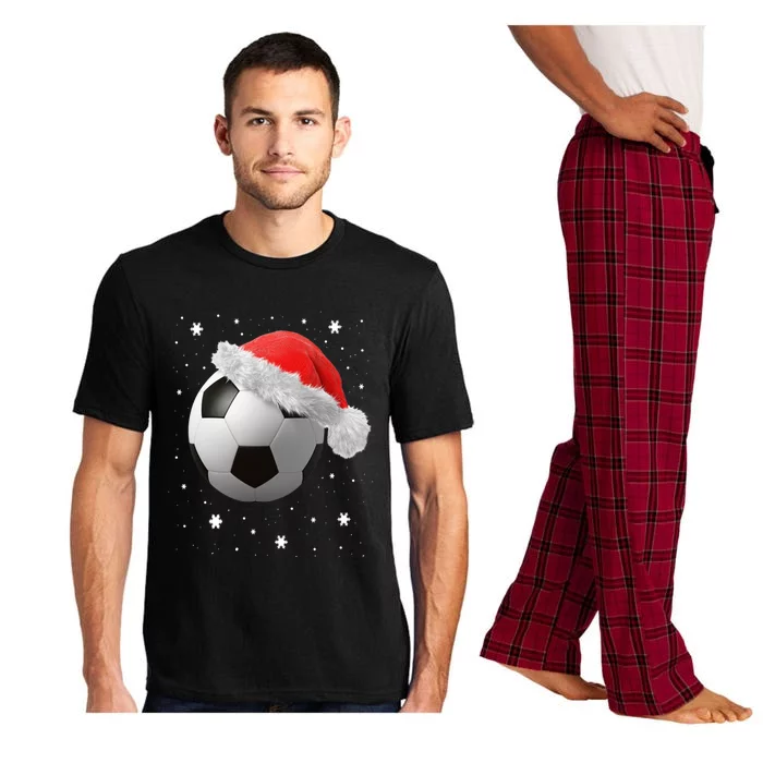 Football Ball SantaS Hat Christmas Xmas Soccer Fan Gift Pajama Set