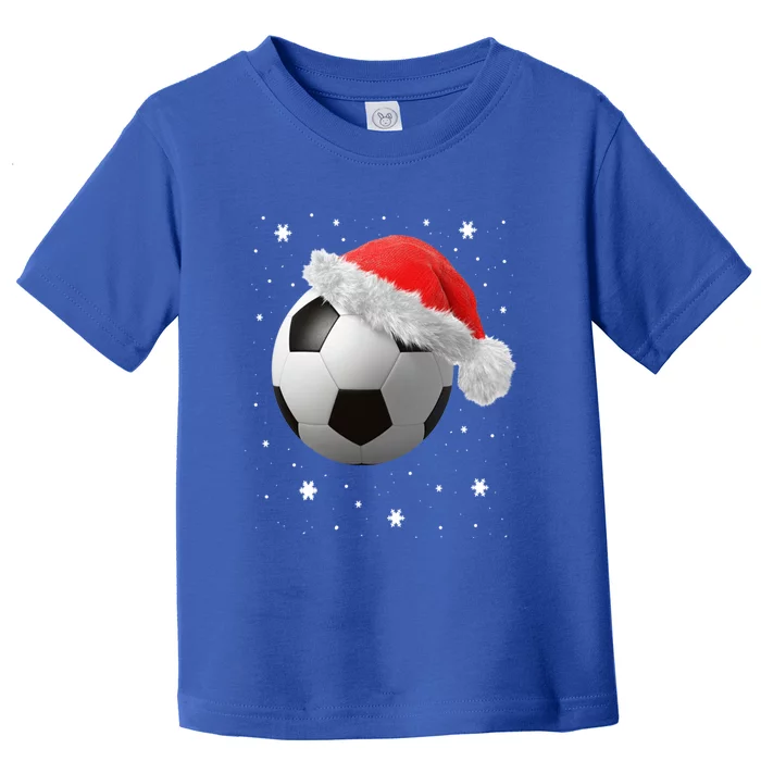 Football Ball SantaS Hat Christmas Xmas Soccer Fan Gift Toddler T-Shirt