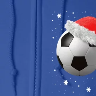 Football Ball SantaS Hat Christmas Xmas Soccer Fan Gift Full Zip Hoodie