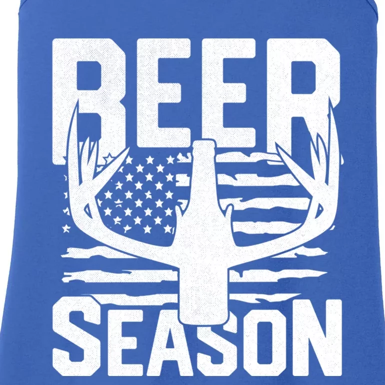 Funny Beer Season Deer Antlers American Flag Hunting Gift Ladies Essential Tank