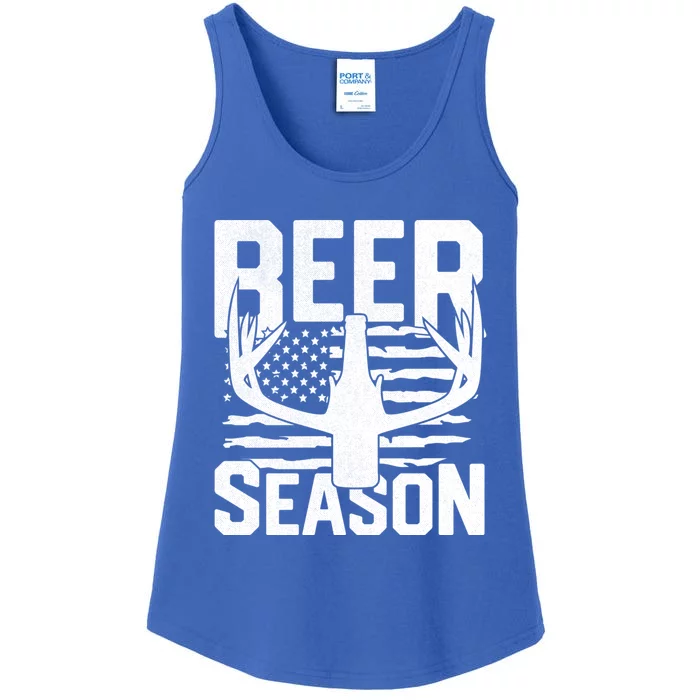 Funny Beer Season Deer Antlers American Flag Hunting Gift Ladies Essential Tank