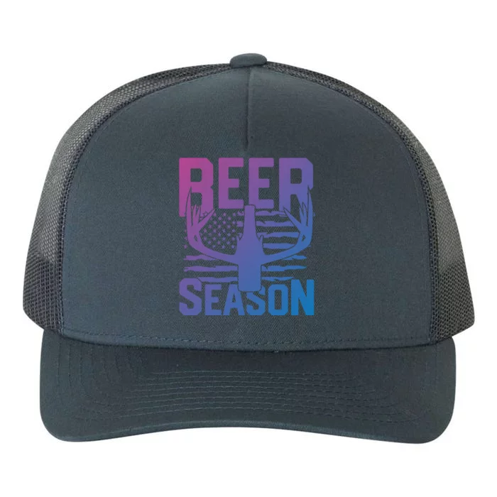 Funny Beer Season Deer Antlers American Flag Hunting Gift Yupoong Adult 5-Panel Trucker Hat