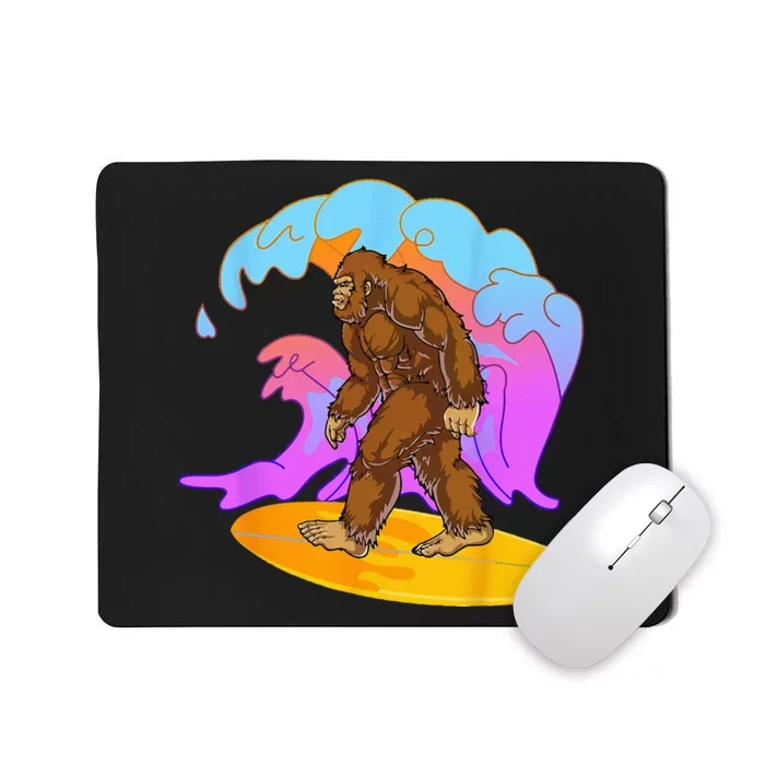 Funny BigFoot Surfing Cool Reto Vintage Sasquatch Lovers Mousepad