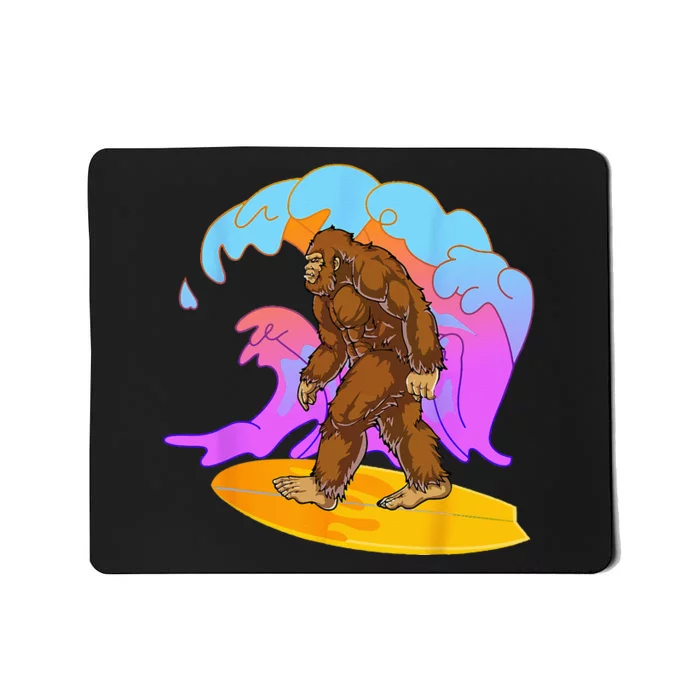 Funny BigFoot Surfing Cool Reto Vintage Sasquatch Lovers Mousepad