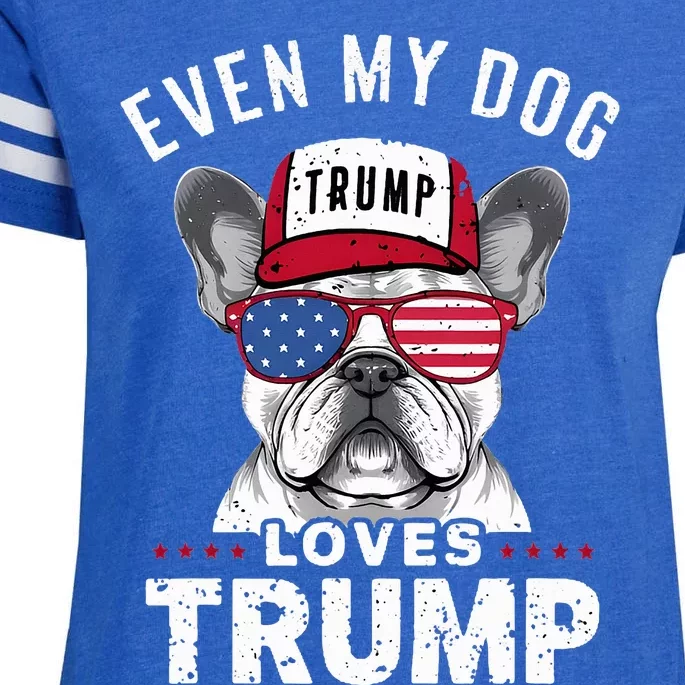 French Bulldog Sunglasses Usa Flag Even My Dog Loves Trump Enza Ladies Jersey Football T-Shirt