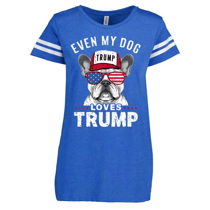 French Bulldog Sunglasses Usa Flag Even My Dog Loves Trump Enza Ladies Jersey Football T-Shirt