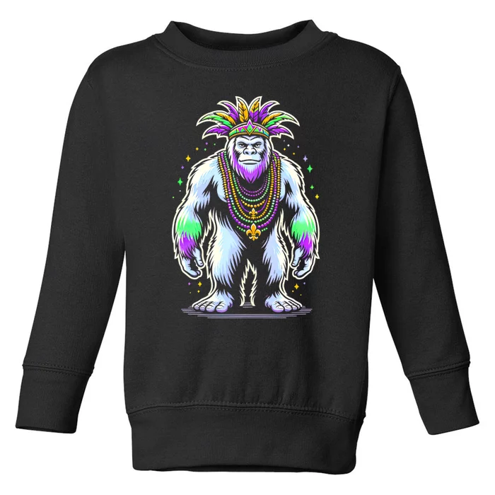 Funny Bigfoot Sasquatch Mardi Gras Festival Costume Toddler Sweatshirt