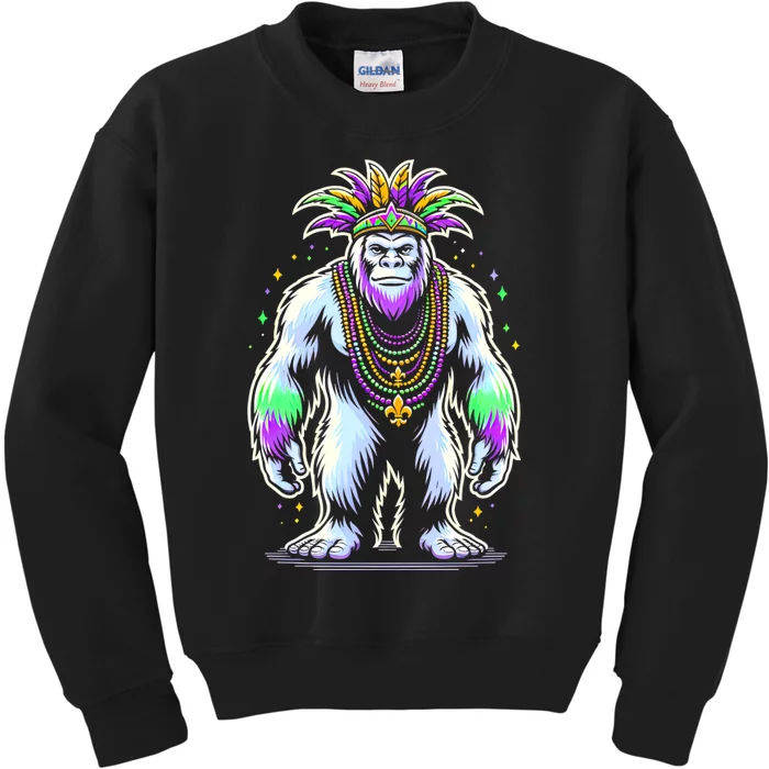 Funny Bigfoot Sasquatch Mardi Gras Festival Costume Kids Sweatshirt