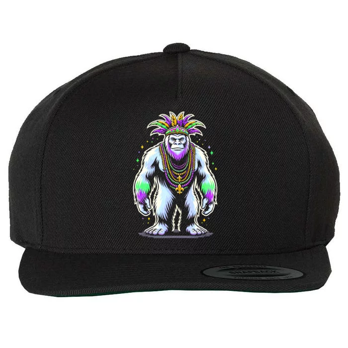 Funny Bigfoot Sasquatch Mardi Gras Festival Costume Wool Snapback Cap