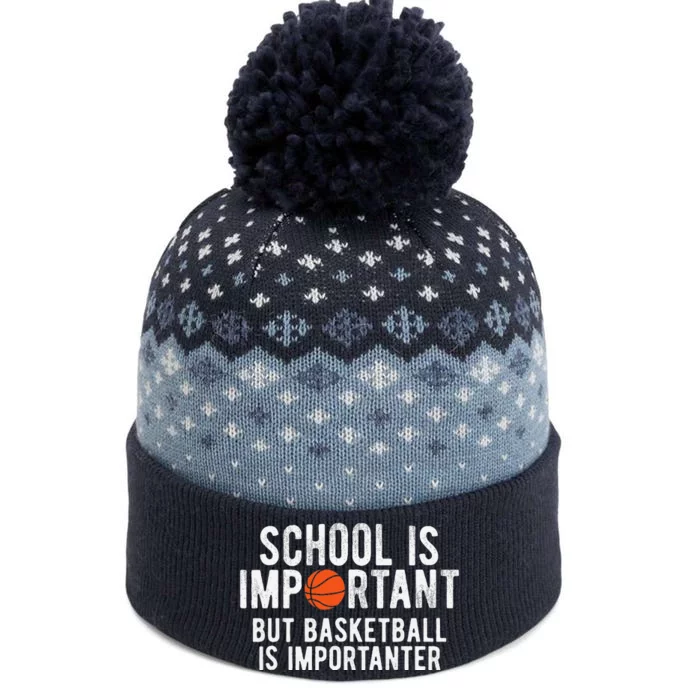 Funny Basketball School Is Important Bball The Baniff Cuffed Pom Beanie